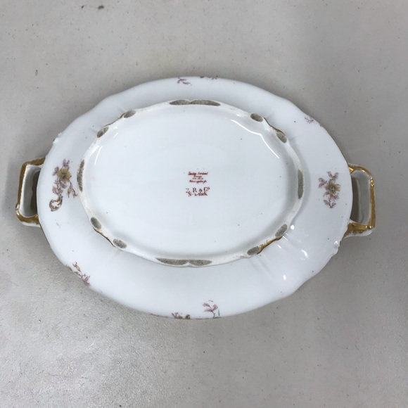 Haviland Limoges Lidded Tureen w Pink Flowers & Gold Trim France - Picture 6 of 9